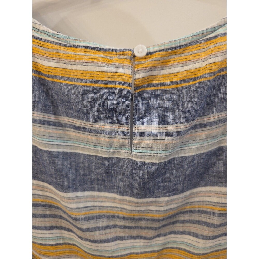 BEACH LUNCH LOUNGE Linen Blend Blue Striped Fit & Flare Coastal Dress Size‎ Lg - Picture 6 of 7